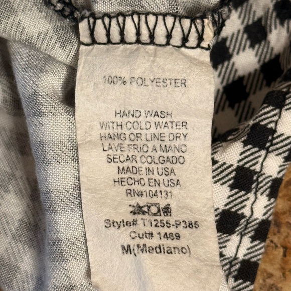 Ariella Black and White Checkered Tie-Front Blouse Size Medium - Picture 7 of 13